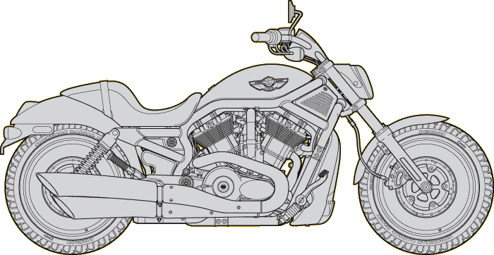 drawing of a Harley Davidson V-Rod motorcycle