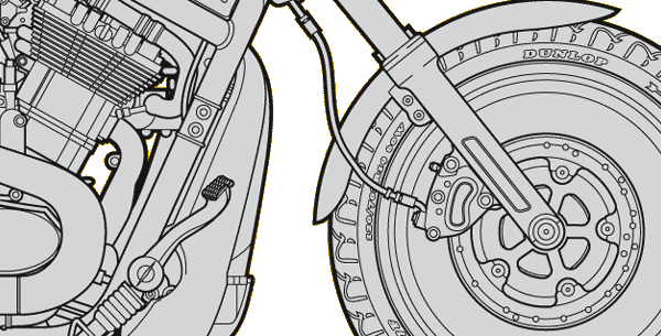 drawing of a Harley Davidson V-Rod motorcycle