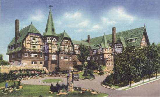 Advertising postcard showing Time Hill